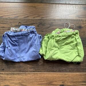 Lot 2 Kathy Peterson 701 Lindsey Scrub Pants 2X Purple & Green Stretch Cinch Leg